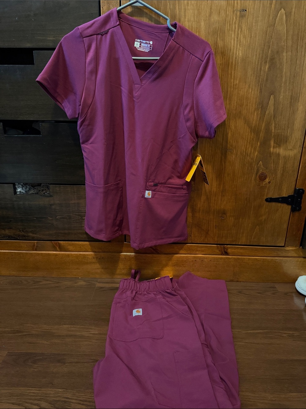 Carhartt Burgundy Women's V-Neck Scrub Top & Pants